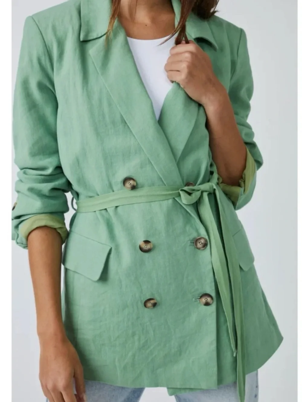 Free People Olivia Blazer in Grassland Oversized size Small - Picture 2 of 11